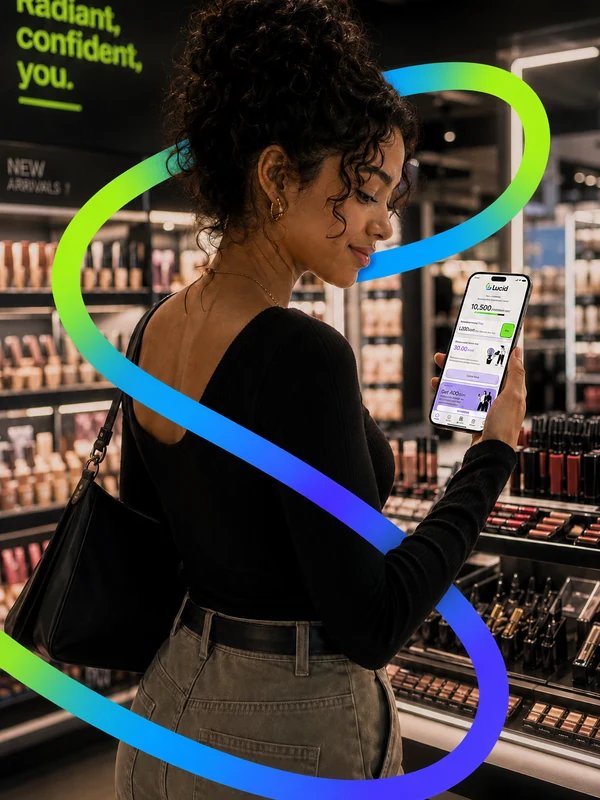 A shopper buying beauty products with Lucid