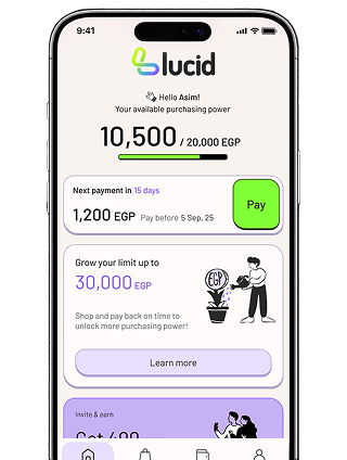 Lucid app home screen mockup