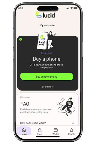 Lucid app buy a phone screen mockup